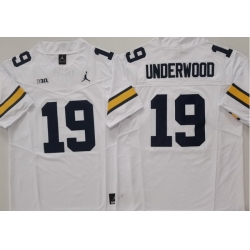 Men Michigan Wolverines #19 Bryce Underwood White Stitched NCAA Jersey