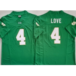 Men Norte Dame Fighting Irish Green #4 Jeremiyah Love Green Stitched NCAA Jersey