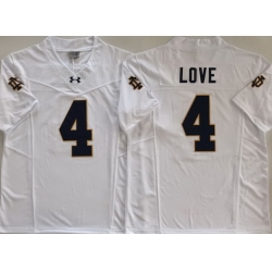 Men Notre Dame Fighting Irish #4 Love White Stitched NCAA Jersey