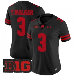 Women Wisconsin Badgers 3 Tawee Walker Black 2024 Vapor Limited Jersey All Stitched