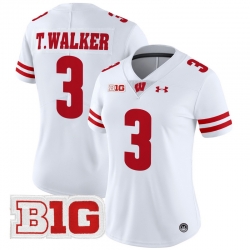 Women Wisconsin Badgers 3 Tawee Walker White 2024 Vapor Limited Jersey All Stitched