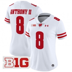 Women Wisconsin Badgers 8 Vinny Anthony II White 2024 Vapor Limited Jersey All Stitched