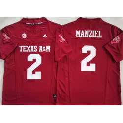 Men Texas A&M Aggies #2 Johnny Manziel Red Stitched NCAA Jersey