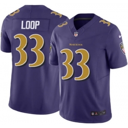 Men Baltimore Ravens Tyler Loop #33 Purple Rush Stitched NFL Jersey