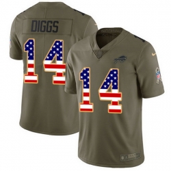 Nike Bills 14 Stefon Diggs Olive USA Flag Men Stitched NFL Limited 2017 Salute To Service Jersey