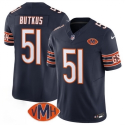 Men Chicago Bears 51 Dick Butkus Navy 2025 F U S E  With VMH Patch Vapor Untouchable Limited Stitched Football Jersey