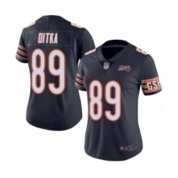 Womens Chicago Bears 89 Mike Ditka Navy Blue Team Color 100th Season Limited Football Jersey