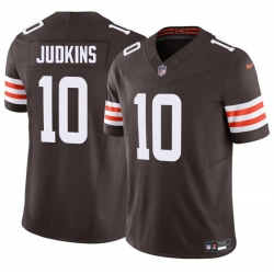 Men Cleveland Browns 10 Quinshon Judkins Brown 2025 Draft F U S E  Vapor Limited Stitched Football Jersey