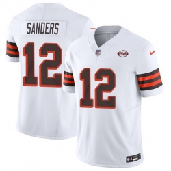 Men Cleveland Browns 12 Shedeur Sanders White 2025 Draft 1946 Collection F U S E  Vapor Limited Stitched Football Jersey