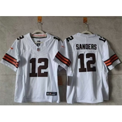 Women Cleveland Browns 12 Shedeur Sanders White 2024 F U S E  Stitched Jersey 