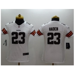 Women's Nike Cleveland Browns #23 Joe Haden White Stitched NFL Limited Jersey