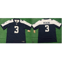 Men Dallas Cowboys George Pickens #3 Navy Blue Thanksgiven Limited Stitched Football Jersey