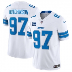 Men Detroit Lions 97 Aidan Hutchinson White 2025 F U S E  With 2 Star C Patch Vapor Limited Stitched Jersey