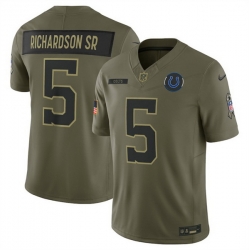 Men Indianapolis Colts 5 Anthony Richardson Olive 2025 Salute to Service Limited Stitched Football Jersey