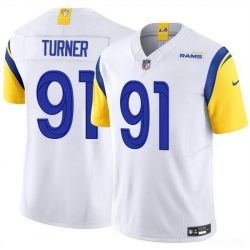 Men Los Angeles Rams 91 Kobie Turner White 2025 F U S E  Vapor Untouchable Stitched Football Jersey