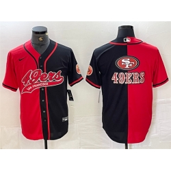 Men San Francisco 49ers Red Black Split Team Big Logo With Patch Cool Base Stitched Baseball Jersey 3