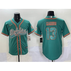 Men Miami Dolphins 13 Dan Marino Aqua Cool Base Stitched Baseball Jersey