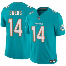 Men Miami Dolphins 14 Quinn Ewers Aqua 2025 Draft F U S E  Vapor Limited Stitched Football Jersey