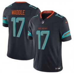 Men Miami Dolphins 17 Jaylen Waddle Black 2025 F U S E Rivalries Vapor Limited Stitched Football Jersey