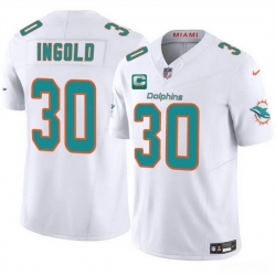 Men Miami Dolphins 30 Alec Ingold White 2025 F U S E  With 3 Star C Patch Vapor Limited Stitched Football Jersey