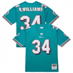 Men Miami Dolphins 34 Ricky Williams Aqua Throwback Stitched Jersey
