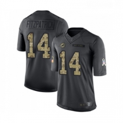 Youth Miami Dolphins 14 Ryan Fitzpatrick Limited Black 2016 Salute to Service Football Jersey
