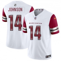 Men Washington Commanders 14 Josh Johnson White 2025 F U S E  Vapor Limited Stitched Football Jersey