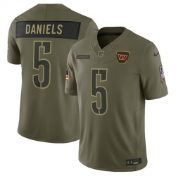 Men Washington Commanders 5 Jayden Daniels Olive 2025 Salute to Service Limited Stitched Football Jersey
