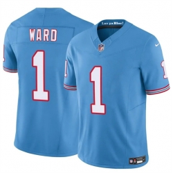 Men Tennessee Titans 1 Cameron Ward Blue 2025 Draft F U S E  Throwback Vapor Limited Stitched Football Jersey