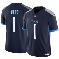Youth Tennessee Titans 1 Cameron Ward Navy 2025 Draft F U S E  Vapor Limited Stitched Football Jersey
