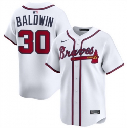 Men Atlanta Braves 30 Drake Baldwin White 2025 Home Limited Stitched Baseball Jersey