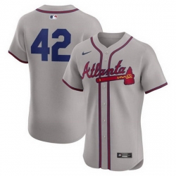 Men Atlanta Braves 42 Jackie Robinson Gray Flex Base Stitched Jersey