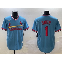 Men St  Louis Cardinals 1 Ozzie Smith Blue Stitched Baseball Jersey