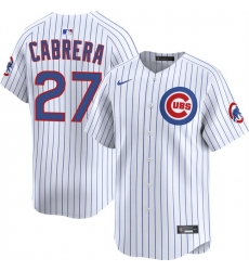 Men Chicago Cubs 27 Edward Cabrera White 2026 Home Limited Stitched Baseball Jersey