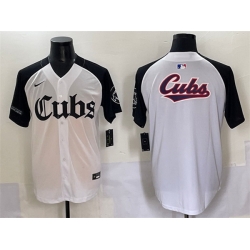 Men Chicago Cubs Team Big Logo White Black  27Gothic North Side Edition 27 Vapor Premier Limited Stitched Baseball Jersey