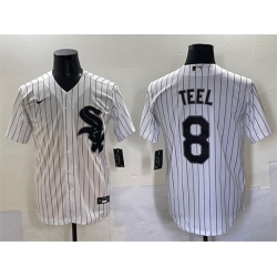Men Chicago White Sox 8 Kyle Teel White Cool Base Stitched Baseball Jersey
