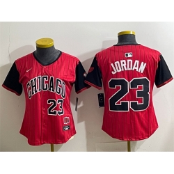 Women Chicago White Sox 23 Michael Jordan Red Black 2025 City Connect Limited Stitched Baseball Jersey