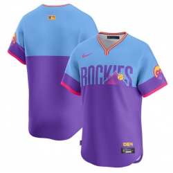 Men Colorado Rockies Blank Purple Light Blue 2025 City Connect Limited Stitched Baseball Jersey
