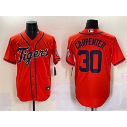 Men Detroit Tigers 30 Kerry Carpenter Orange With Patch Cool Base Stitched Baseball Jersey