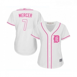 Womens Detroit Tigers 7 Jordy Mercer Replica White Fashion Cool Base Baseball Jersey 