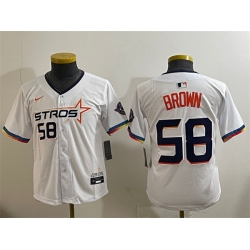 Women Houston Astros 58 Hunter Brown White 2025 City Connect Limited Stitched Baseball Jersey 