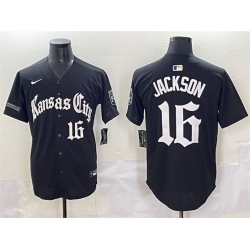 Men Kansas City Royals 16 Bo Jackson Black Gothic Crown Edition Vapor Premier Limited Stitched Baseball Jersey