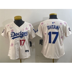 Women Los Angeles Dodgers 17 Shohei Ohtani Cream 2025 Tokyo Series Limited Stitched Baseball Jersey