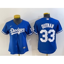 Women Los Angeles Dodgers 33 James Outman Royal Cool Base Stitched Baseball Jersey