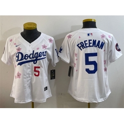 Women Los Angeles Dodgers 5 Freddie Freeman White 2025 Tokyo Series Limited Stitched Baseball Jersey