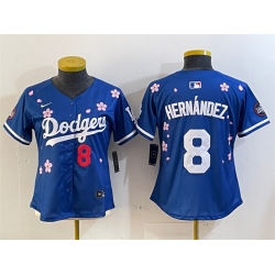 Women Los Angeles Dodgers 8 Enrique Hernandez Royal 2025 Tokyo Series Limited Stitched Baseball Jersey