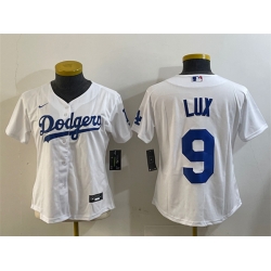Women Los Angeles Dodgers 9 Gavin Lux White Cool Base Stitched Baseball Jersey