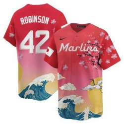 Men Miami Marlins 42 Jackie Robinson Pink Japanese Heritage Night 2025 Limited Baseball Jersey