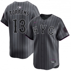 Men New York Mets Luis Torrens 13 Black City Edition Cool Base Stitched Jersey