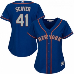 Womens Majestic New York Mets 41 Tom Seaver Authentic Royal Blue Alternate Road Cool Base MLB Jersey
